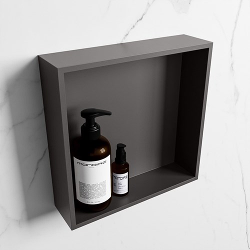 EASY Nis 29,5x29,5cm in solid surface kleur DarkGrey | DarkGrey. 1 vak  geschikt voor in- of opbouw