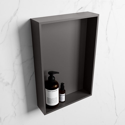 EASY Nis 44,5x29,5cm in solid surface kleur DarkGrey | DarkGrey. 1 vak  geschikt voor in- of opbouw