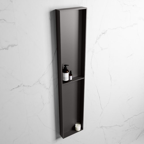 EASY Nis 89,5x29,5cm in solid surface kleur DarkGrey | DarkGrey. 2 vakken geschikt voor in- of opbouw