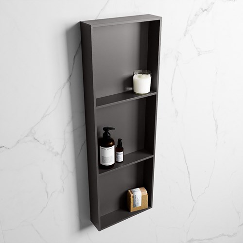 EASY Nis 89,5x29,5cm in solid surface kleur DarkGrey | DarkGrey. 3 vakken  geschikt voor in- of opbouw