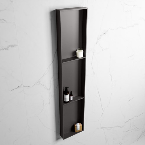 EASY Nis 149,5x29,5cm in solid surface kleur DarkGrey | DarkGrey. 3 vakken  geschikt voor in- of opbouw