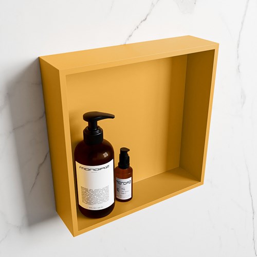 EASY Nis 29,5x29,5cm in solid surface kleur Ocher | Ocher. 1 vak  geschikt voor in- of opbouw