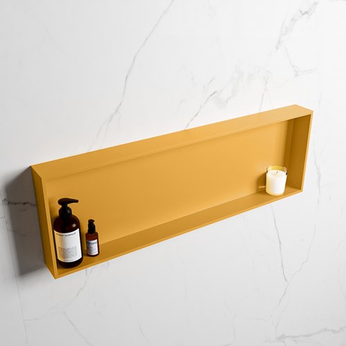 EASY Nis 89,5x29,5cm in solid surface kleur Ocher | Ocher. 1 vak  geschikt voor in- of opbouw