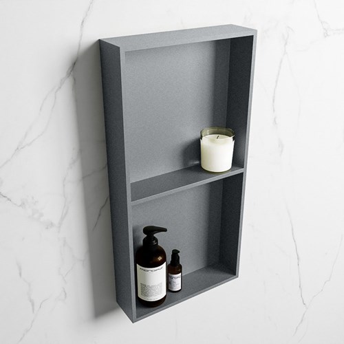EASY Nis 59,5x29,5cm in solid surface kleur Plata | Plata. 2 vakken geschikt voor in- of opbouw