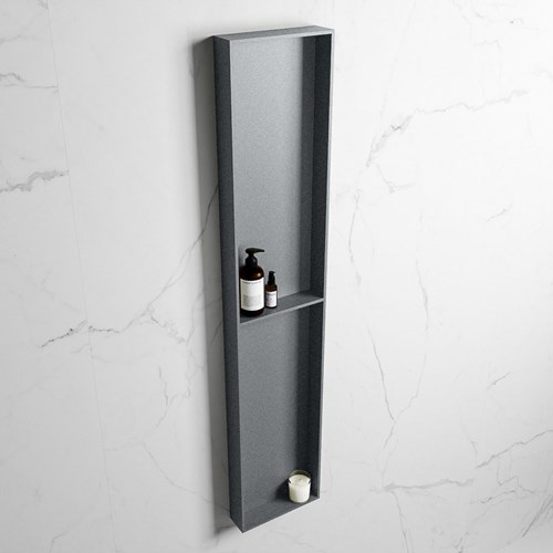 EASY Nis 89,5x29,5cm in solid surface kleur Plata | Plata. 2 vakken geschikt voor in- of opbouw