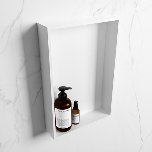 EASY Nis 44,5x29,5cm in solid surface kleur Talc | Talc. 1 vak  geschikt voor in- of opbouw