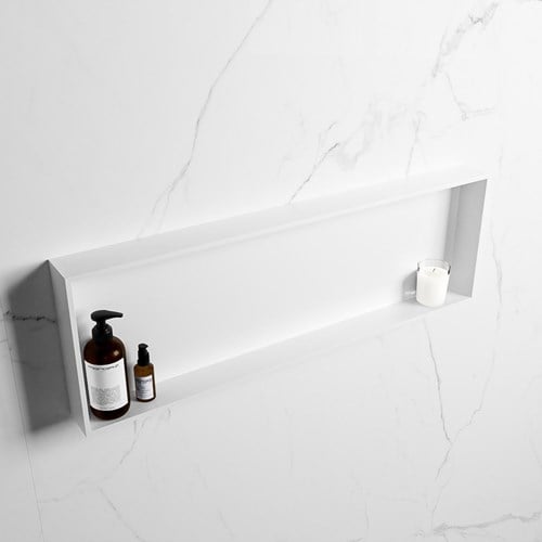 EASY Nis 89,5x29,5cm in solid surface kleur Talc | Talc. 1 vak  geschikt voor in- of opbouw
