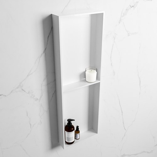 EASY Nis 149,5x29,5cm in solid surface kleur Talc | Talc. 2 vakken geschikt voor in- of opbouw