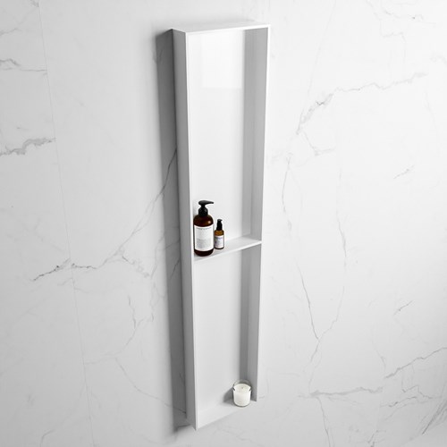 EASY Nis 89,5x29,5cm in solid surface kleur Talc | Talc. 2 vakken geschikt voor in- of opbouw