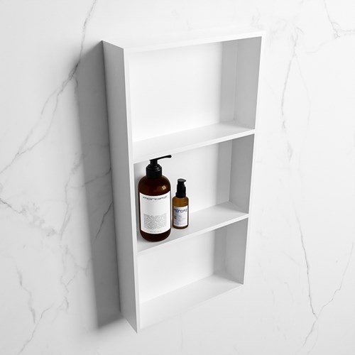 EASY Nis 59,5x29,5cm in solid surface kleur Talc | Talc. 3 vakken  geschikt voor in- of opbouw