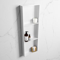 EASY Duschnische 89,5x29,5cm solid surface farbe Talc / Talc. 3 Fächer geeignet für Einbau und Aufbau.