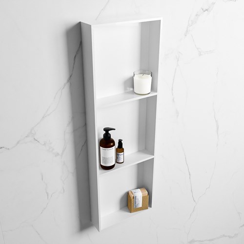 EASY Duschnische 89,5x29,5cm solid surface farbe Talc / Talc. 3 Fächer geeignet für Einbau und Aufbau.