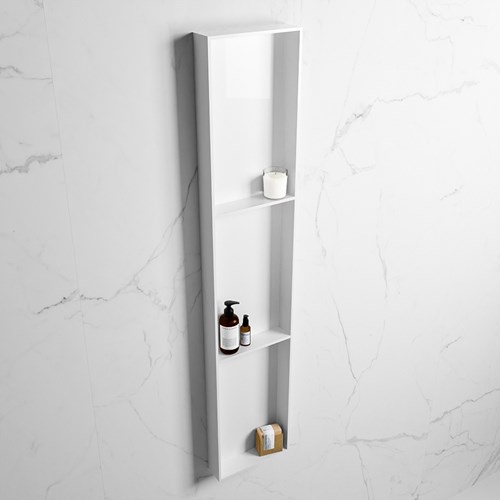 EASY Nis 149,5x29,5cm in solid surface kleur Talc | Talc. 3 vakken  geschikt voor in- of opbouw