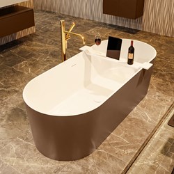 NOBLE Bañera exenta solid surface 180x75cm color Rust / Talc.