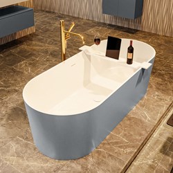 NOBLE Bañera exenta solid surface 180x75cm color Plata / Talc.