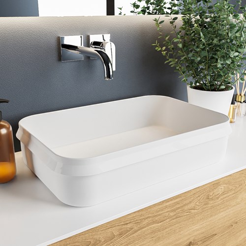 ARVO aufsatzwaschbecken solid surface 55cm farbe Talc / Talc.
