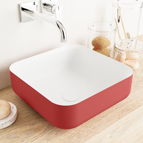 BINX Lavabos sobre encimera solid surface 36cm color Fire / Talc.