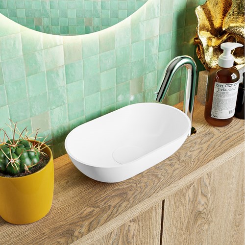 POOLE solid surface opzetkom kleur Talc | Talc. Afmeting 30x18x8cm