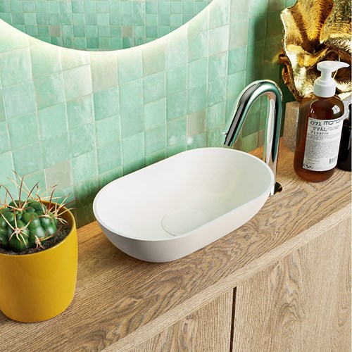 POOLE Countertop Basin solid surface 30cm color Linen / Talc.