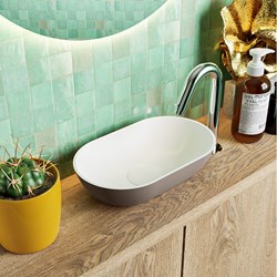 POOLE Lavabos sobre encimera solid surface 30cm color Smoke / Talc.