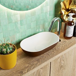 POOLE Lavabos sobre encimera solid surface 30cm color Rust / Talc.