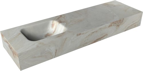 LEX Frappe vrijhangende solid surface wastafel 100cm. Positie wasbak links
