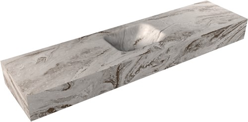 LEX Glace vrijhangende solid surface wastafel 120cm. Positie wasbak midden