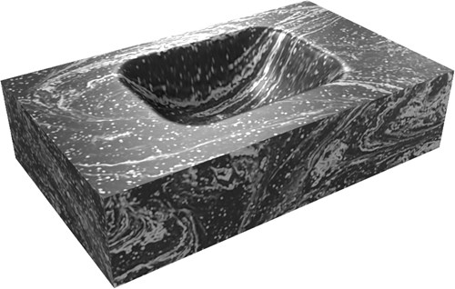 LEX Lava vrijhangende solid surface wastafel 50cm. Positie wasbak rechts