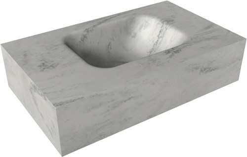 LEX Opalo vrijhangende solid surface wastafel 50cm. Positie wasbak rechts