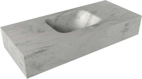 LEX Opalo vrijhangende solid surface wastafel 70cm. Positie wasbak midden
