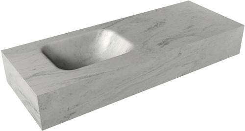 LEX Opalo vrijhangende solid surface wastafel 80cm. Positie wasbak links