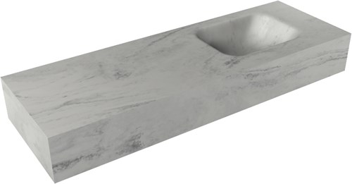 LEX Opalo vrijhangende solid surface wastafel 90cm. Positie wasbak rechts
