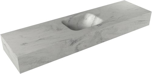 LEX Opalo vrijhangende solid surface wastafel 110cm. Positie wasbak midden