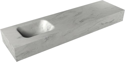 LEX Opalo vrijhangende solid surface wastafel 110cm. Positie wasbak links