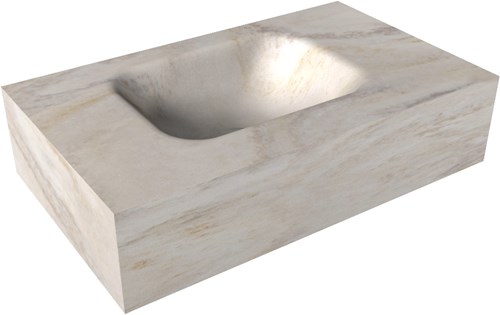 LEX Ostra vrijhangende solid surface wastafel 50cm. Positie wasbak links
