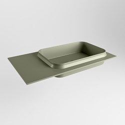 RIDGE Army solid surface inbouw / inleg wastafel 80cm. Positie wasbak rechts.