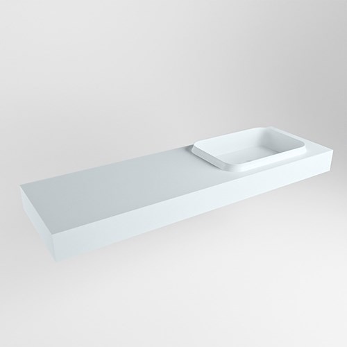 RIDGE Clay vrijhangende solid surface wastafel 150cm. Positie wasbak rechts.