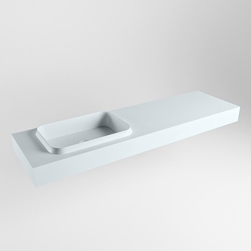 RIDGE Clay vrijhangende solid surface wastafel 160cm. Positie wasbak links.