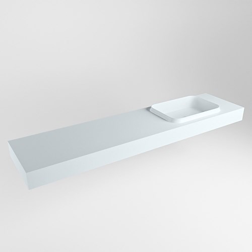 RIDGE Clay vrijhangende solid surface wastafel 190cm. Positie wasbak rechts.