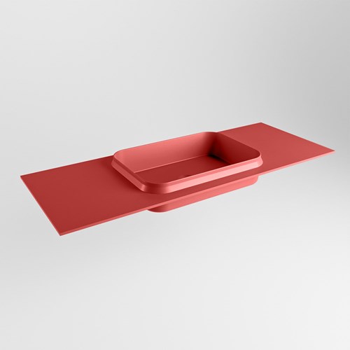 RIDGE Fire solid surface inbouw / inleg wastafel 121cm. Positie wasbak midden.