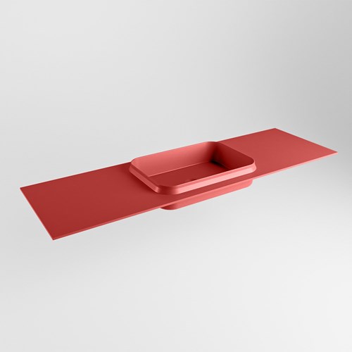 RIDGE Fire solid surface inbouw / inleg wastafel 150cm. Positie wasbak midden.