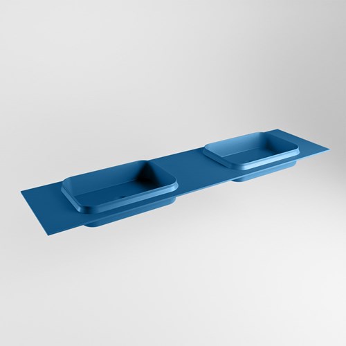 RIDGE Jeans solid surface inbouw / inleg wastafel 191cm. Positie wasbak dubbel.