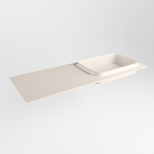 RIDGE Linen solid surface inbouw / inleg wastafel 120cm. Positie wasbak rechts.