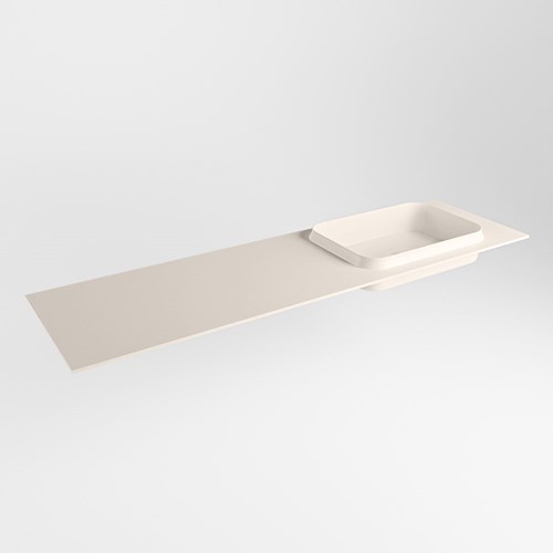 RIDGE Linen solid surface inbouw / inleg wastafel 160cm. Positie wasbak rechts.