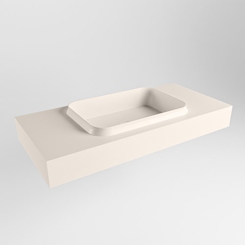 RIDGE Linen vrijhangende solid surface wastafel 100cm. Positie wasbak midden.