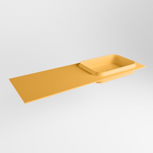 RIDGE Ocher solid surface inbouw / inleg wastafel 131cm. Positie wasbak rechts.