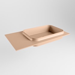 RIDGE Rosee solid surface inbouw / inleg wastafel 80cm. Positie wasbak rechts.