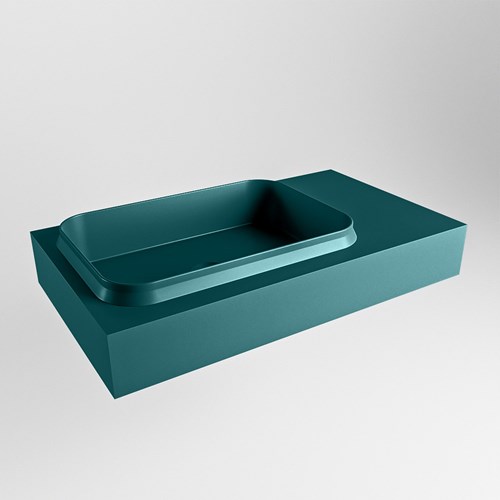 RIDGE Smag vrijhangende solid surface wastafel 80cm. Positie wasbak links.
