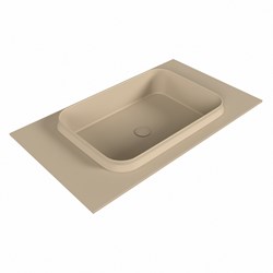 RIDGE Sand solid surface inbouw / inleg wastafel 80cm. Positie wasbak midden.