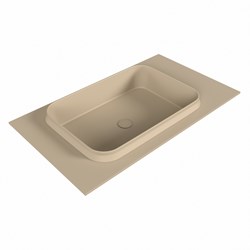 RIDGE Sand solid surface inbouw / inleg wastafel 80cm. Positie wasbak links.